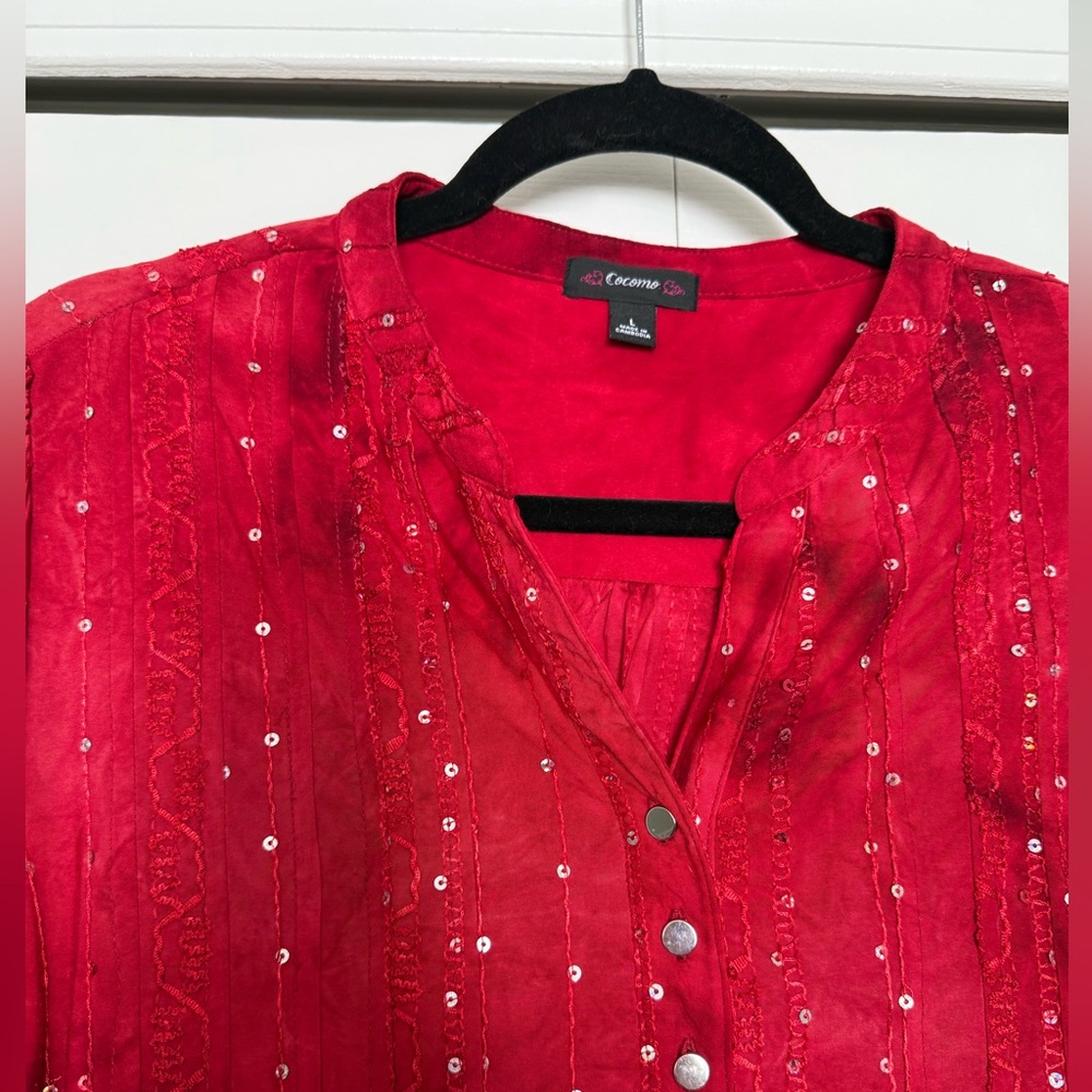 Red Blouse With Bling View 4